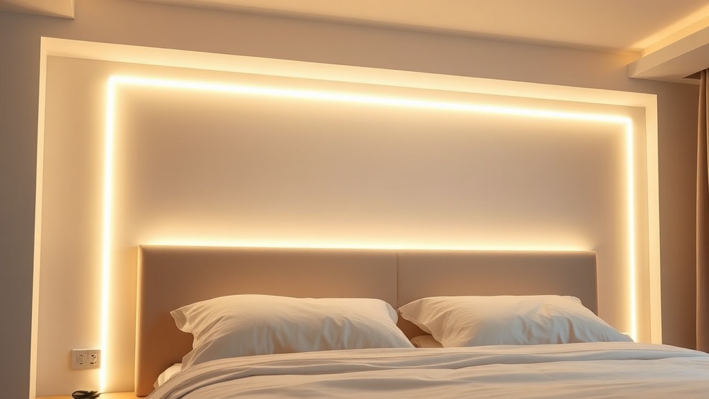 Richtige Beleuchtung im Schlafzimmer: LED-Stripes hinter dem Bett und dimmbare Deckenleuchten von OBI